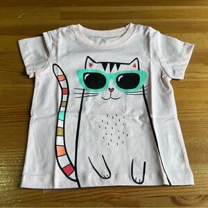 Girls  Pink Cat Graphic T-Shirt